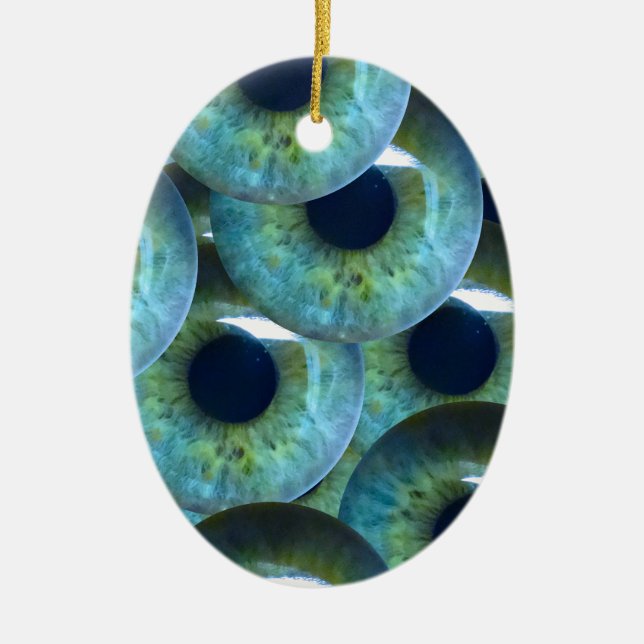 creepy eyeballs ceramic ornament (Front)