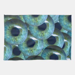 creepy eyeballs kitchen towel