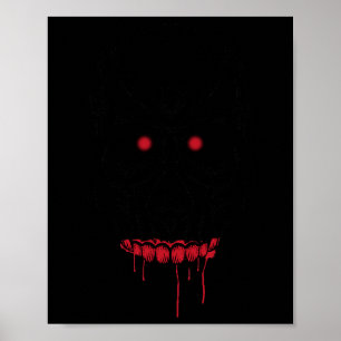 Creepy Eyes Skull With Teeth And Red Eyes Hallowee Poster