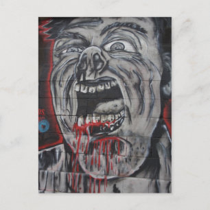 Creepy Face Graffiti Postcard