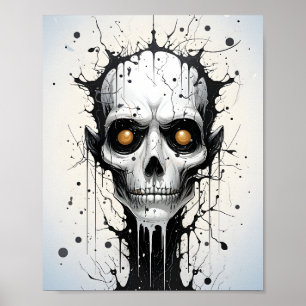 Creepy Fantasy Halloween Abstract Monster Face  Poster