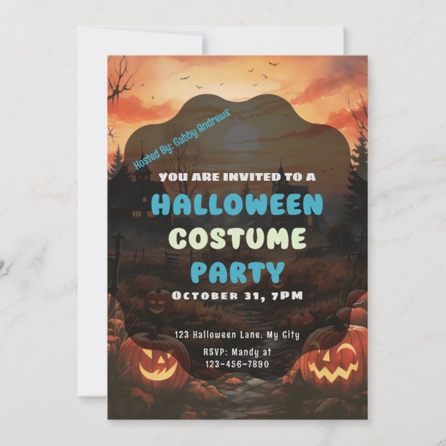 Creepy Field of Jack-O' Lanterns Halloween Invitation (Front)