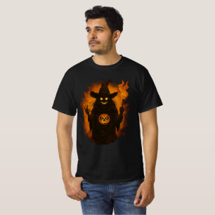 Creepy Fiery Witch Halloween Art T-Shirt