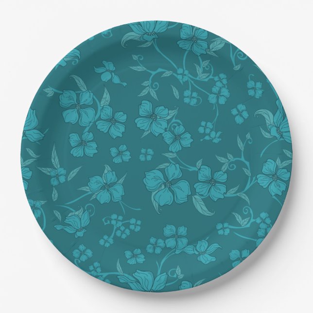 Creepy Flowers Pattern 2 Paper Plate (Front)
