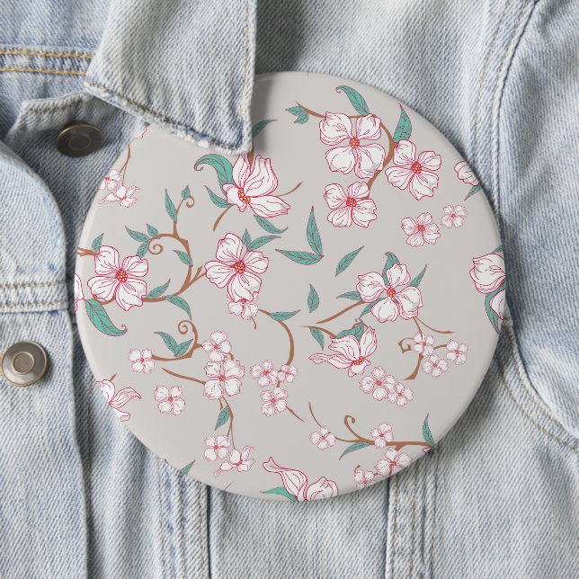 Creepy Flowers Pattern 6 Inch Round Button (In Situ)