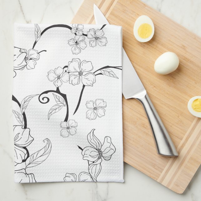 Creepy Flowers Pattern 7 Kitchen Towel (Quarter Fold)
