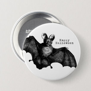 Creepy Flying Vintage Bat Halloween 3 Inch Round Button