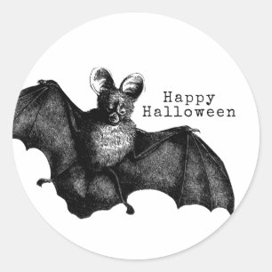 Creepy Flying Vintage Bat Halloween Party Classic Round Sticker