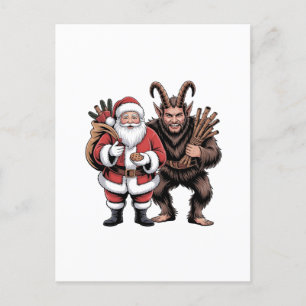 Creepy Funny Horror Santa Claus Krampus Christmas  Holiday Postcard