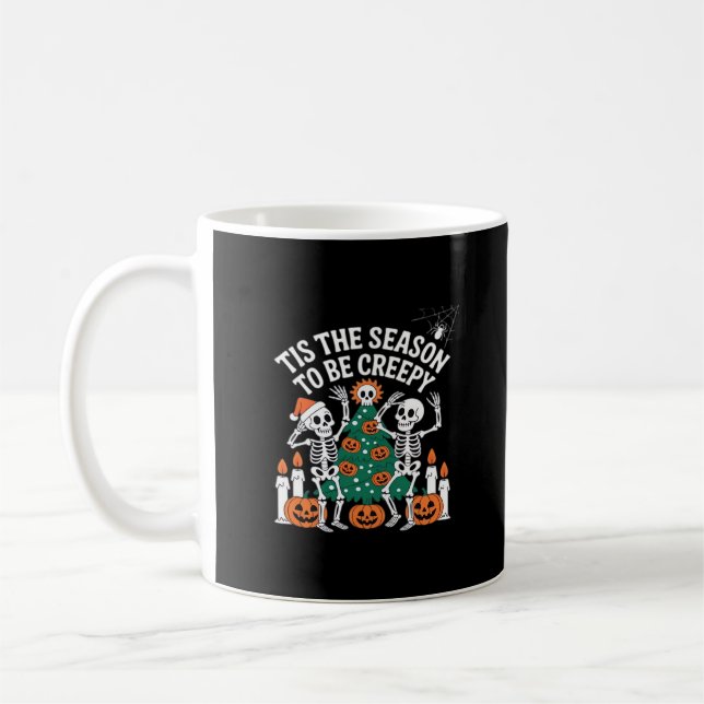 Creepy Funny Skeleton Halloween Spooky Coffee Mug (Left)