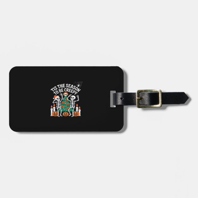Creepy Funny Skeleton Halloween Spooky Luggage Tag (Front Horizontal)