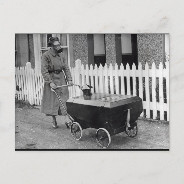 Creepy Gasmask Woman War Photography Postcard (Front)