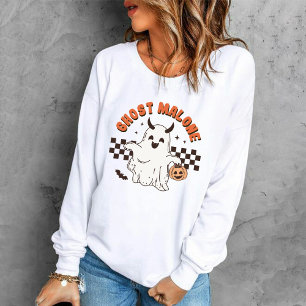 Creepy Ghost Malone with spooky Pumpkin Halloween Sweatshirt