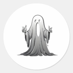 Creepy Ghost of Salem Classic Round Sticker