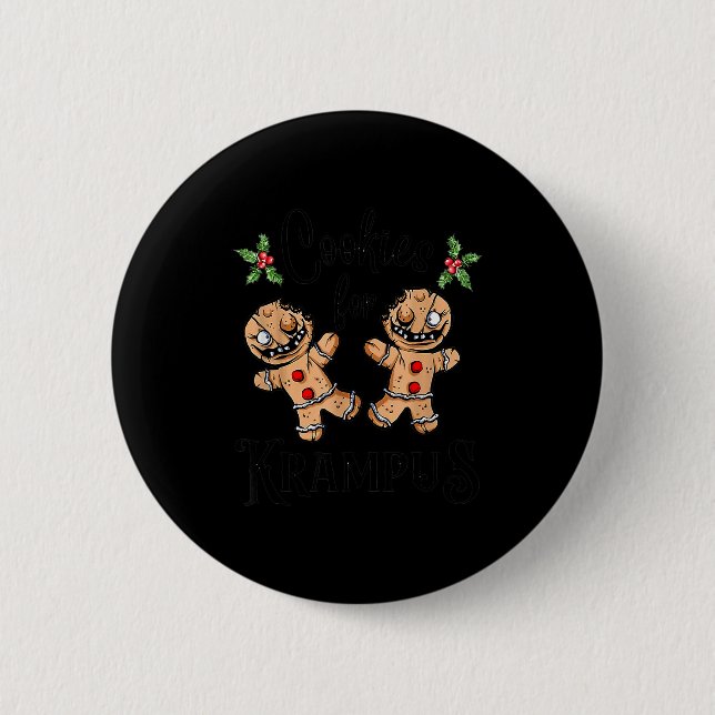 Creepy Gingerbread Cookies For Krampus Xmas Goth H 2 Inch Round Button (Front)