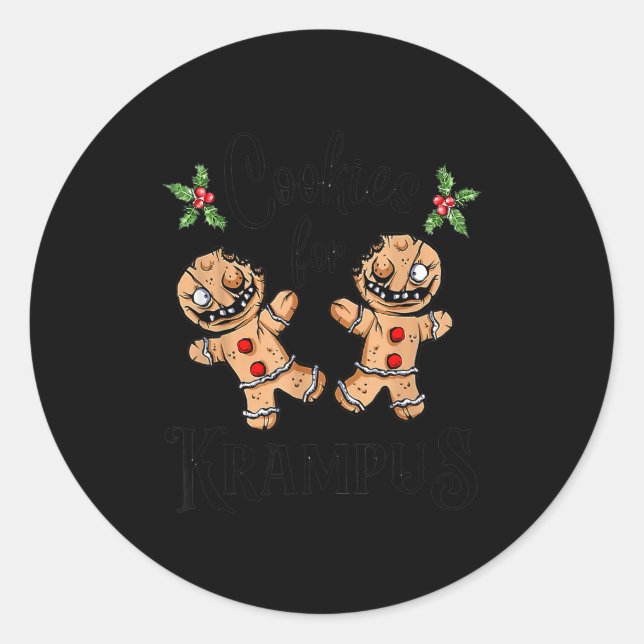 Creepy Gingerbread Cookies For Krampus Xmas Goth H Classic Round Sticker (Front)