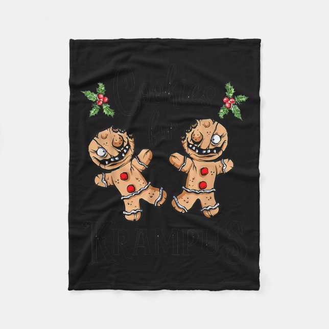 Creepy Gingerbread Cookies For Krampus Xmas Goth H Fleece Blanket (Front)