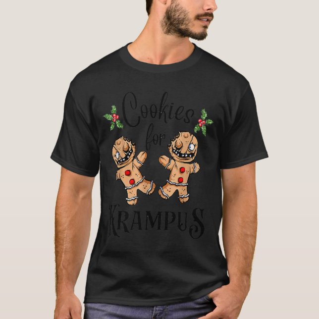 Creepy Gingerbread Cookies For Krampus Xmas Goth H T-Shirt (Front)