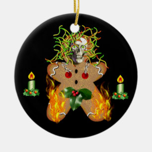 Creepy Gingerbread Man Ceramic Ornament