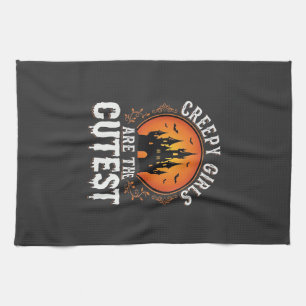 Creepy Girls Are The Cutest Gothic Halloween Desig Kitchen Towel