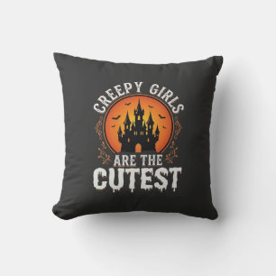 Creepy Girls Are The Cutest Gothic Halloween Desig Throw Pillow