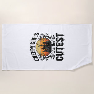 Creepy Girls Are The Cutest Halloween Vector Desig Beach Towel