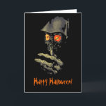 Creepy Glowing Eyes Halloween Card<br><div class="desc">That's one spooky image! The glowing eyes of the skull and the hand reaching out, makes for a spooky Halloween card. You can customize this card to create Halloween party invitations, Halloween birthday cards, or just scary Halloween greeting cards! Suitable for bulk purchase, too, with discounts for bulk buying so...</div>