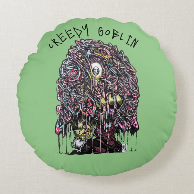 Creepy Goblin Round Pillow (Front)