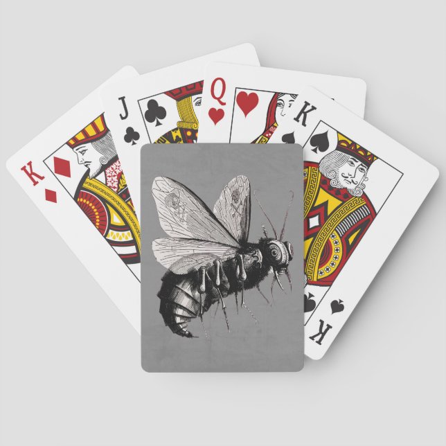 Creepy Gothic Bee Skull Wings Insect Playing Cards (Back)