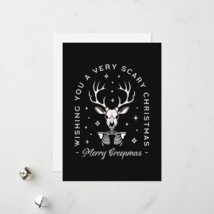Creepy gothic Christmas reindeer funny wishes Holiday Card