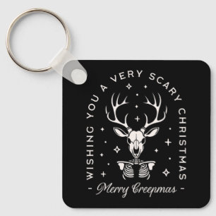 Creepy gothic Christmas reindeer skeleton Keychain