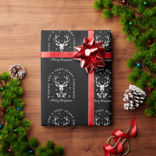 Creepy gothic Christmas reindeer skeleton Wrapping Paper