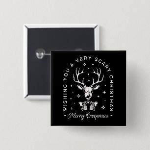 Creepy gothic dark Christmas reindeer skeleton 2 Inch Square Button