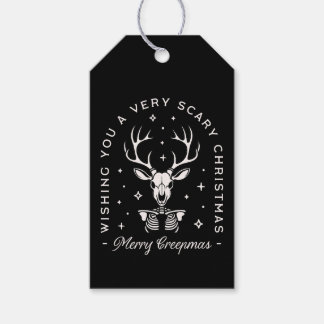 Creepy gothic dark Christmas reindeer skeleton Gift Tags