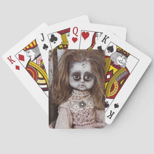Creepy Gothic Porcelain Doll Victorian Goth Playing Cards (Back)