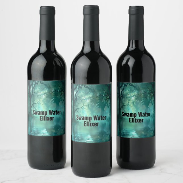 Creepy Green Swamp Custom Name Wine Label (Bottles)