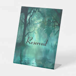 Creepy Green Swamp Reserved Pedestal Sign
