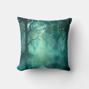 Creepy Green Swamp  Throw Pillow