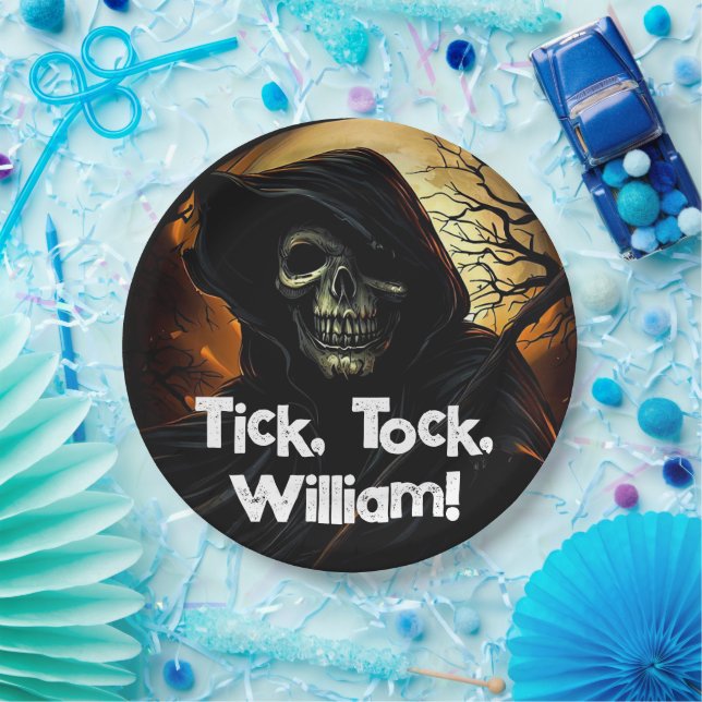 Creepy Grim Reaper Birthday Paper Plate (Party)