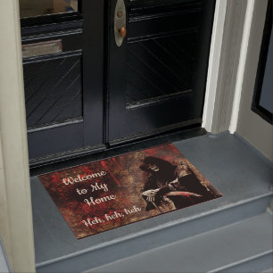 Creepy Grim Reaper bloody background Welcome! Doormat
