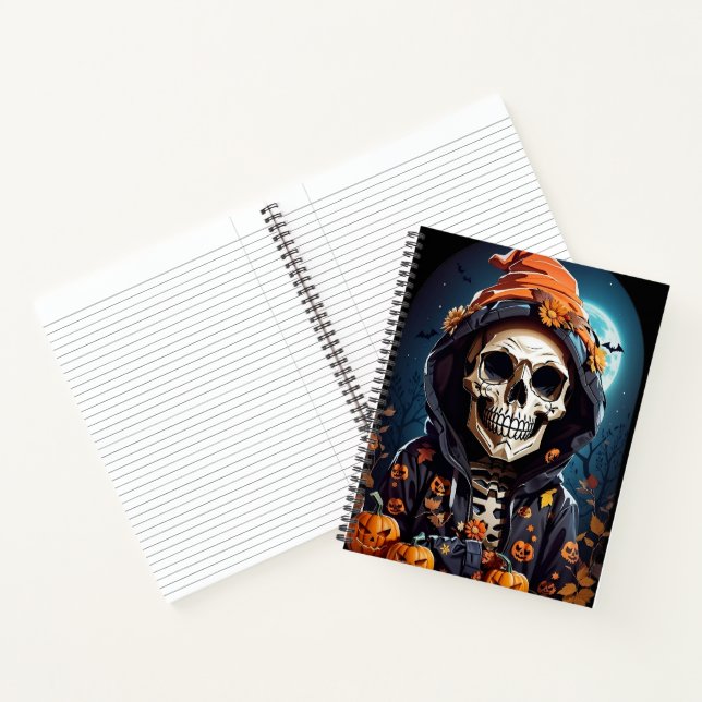 Creepy Grinning Skeleton Halloween Notebook (Inside)