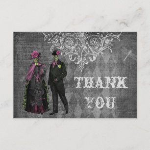 Creepy Halloween Bride & Groom Thank You Wedding Card