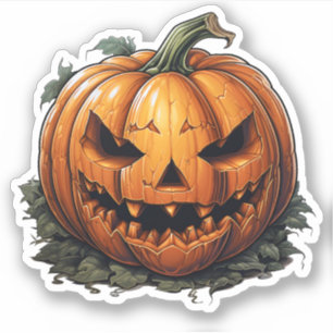 Creepy Halloween Cool Orange Pumpkin Face