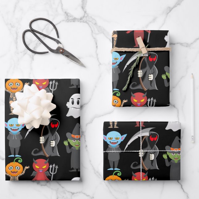 Creepy Halloween Creatures  Wrapping Paper Sheet (Front)