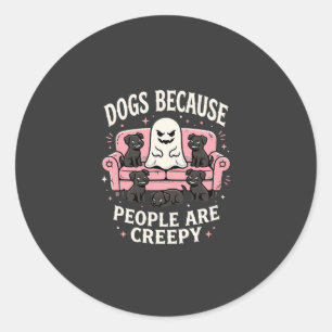 Creepy Halloween Dogs Because People Are Creepy Classic Round Sticker