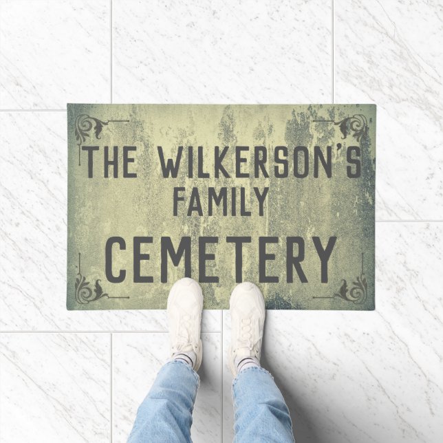Creepy Halloween Family Cemetery on Concrete Doormat (Indoor)