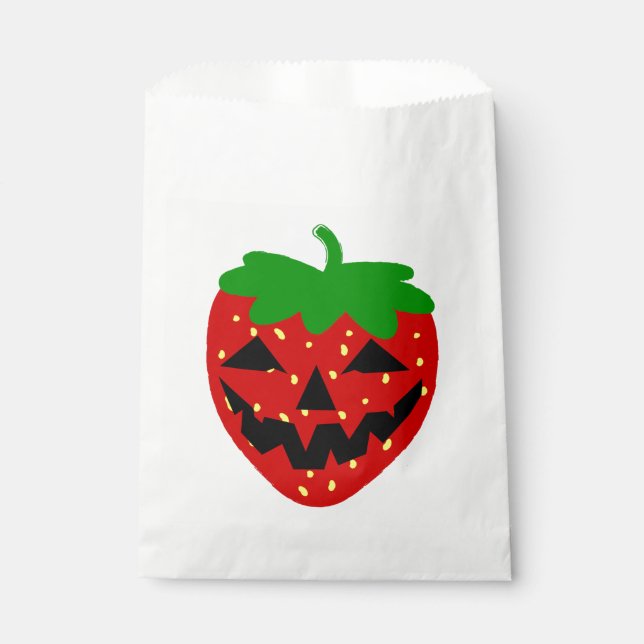 creepy halloween jack o'lantern strawberry  favour bag (Front)