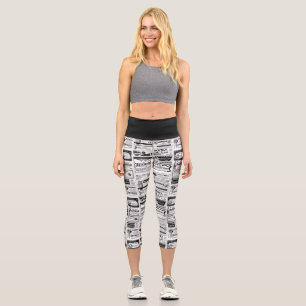 creepy halloween newspaper antique white capri leggings
