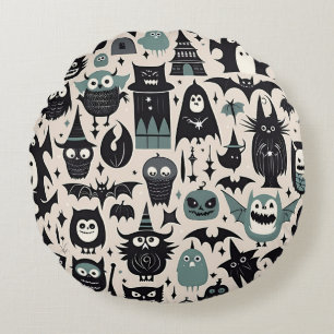 Creepy Halloween Night Round Pillow