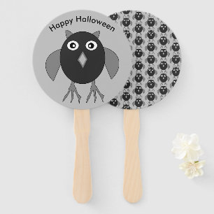Creepy Halloween Owl Custom Hand Fan